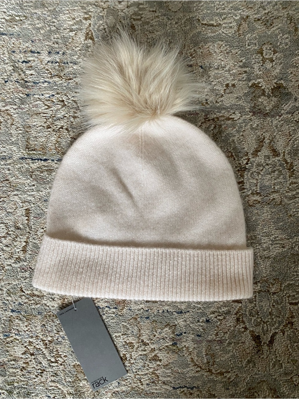 Nordstrom Rack Ivory Cream Knit Cuffed Beanie Cashmere NWT